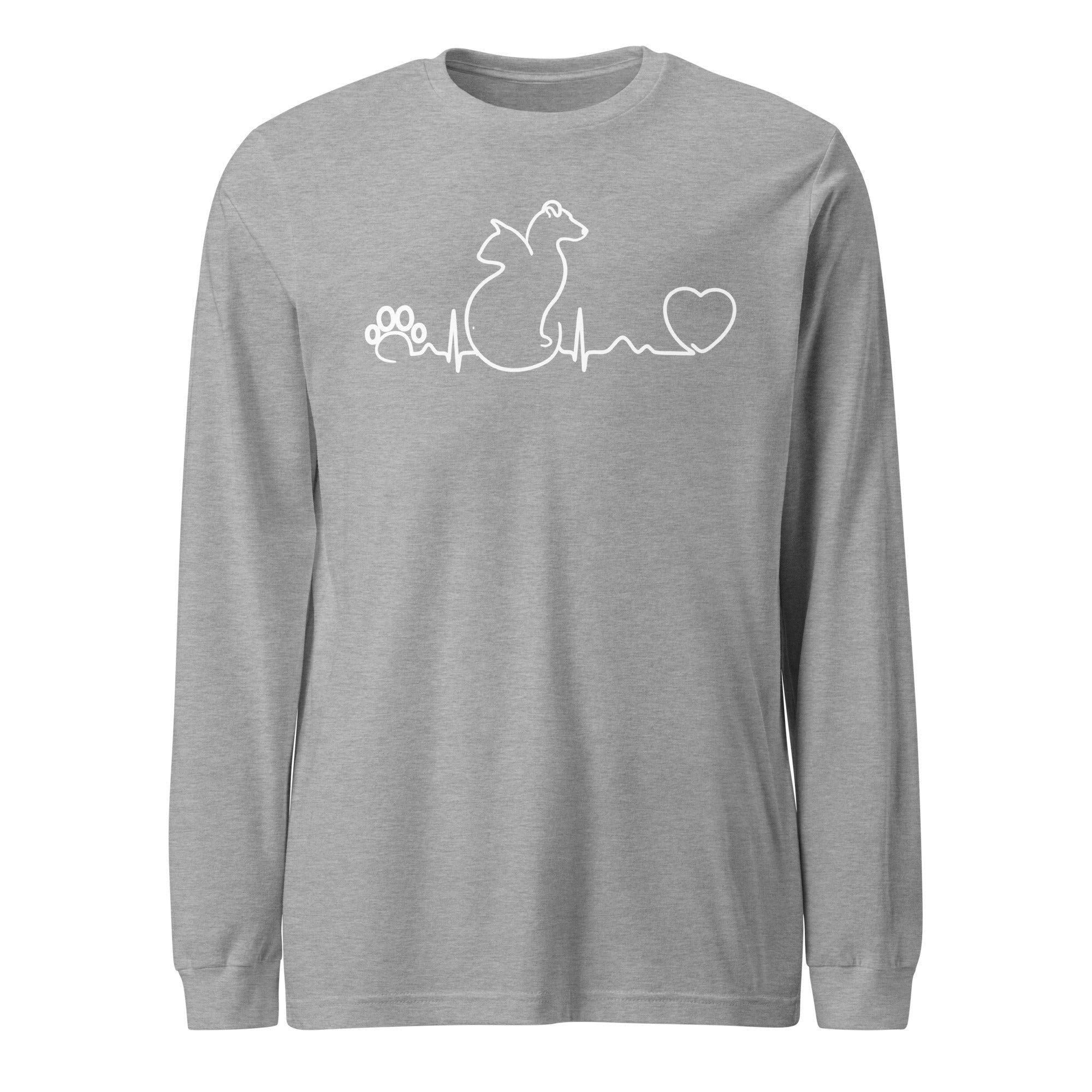 Dog and Cat Heartbeat Unisex Long Sleeve Tee - Veterinary Long Sleeve Shirt