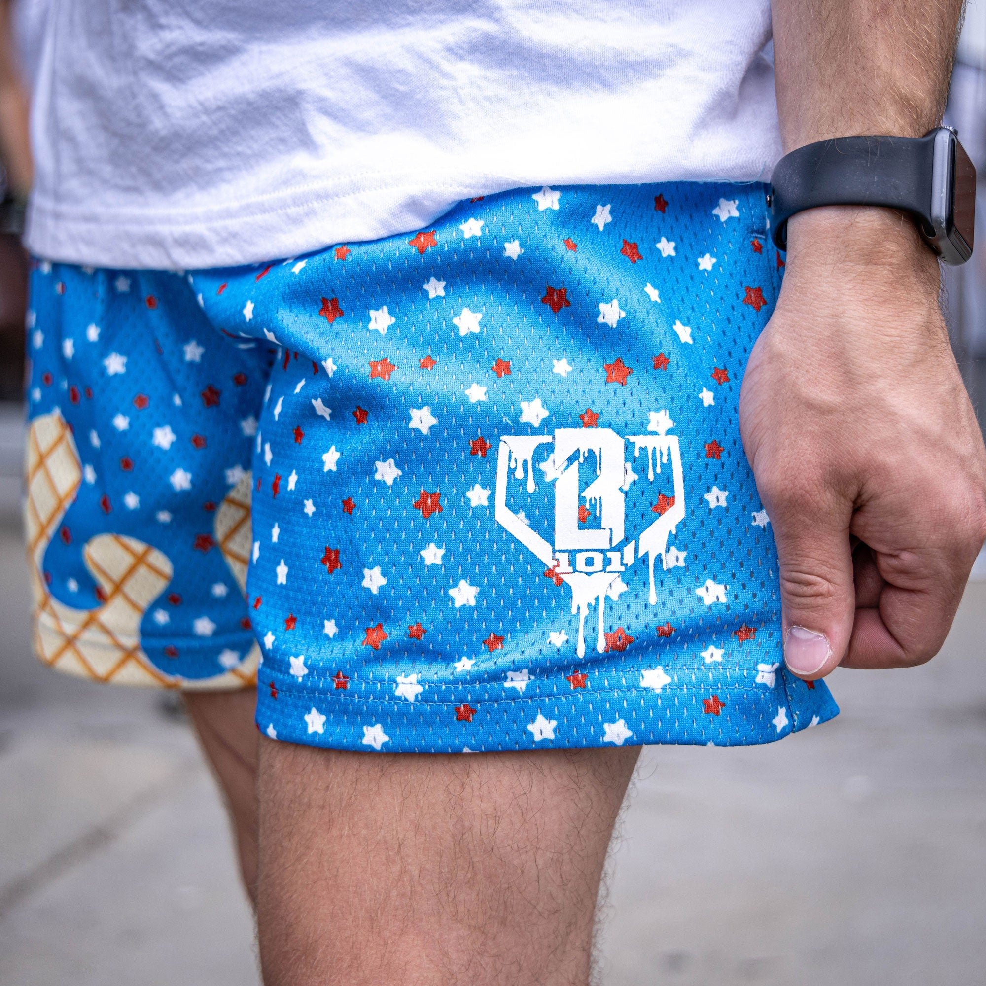 Ice Cream Shorts - USA Navy Blue Mesh Baseball Patriotic Shorts