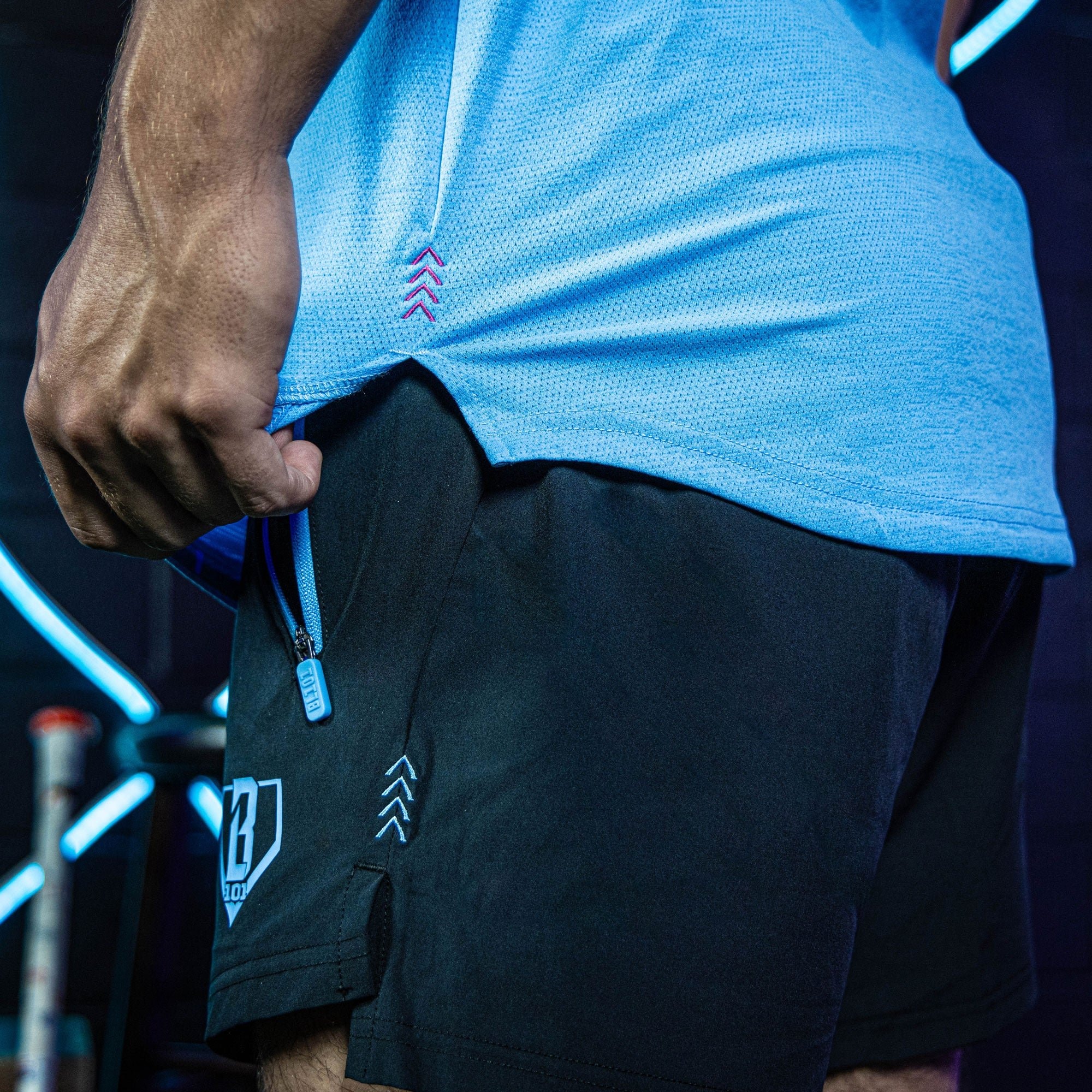 Pro Series Shorts V2 Black Light Blue Men's Baseball Athletic Shorts