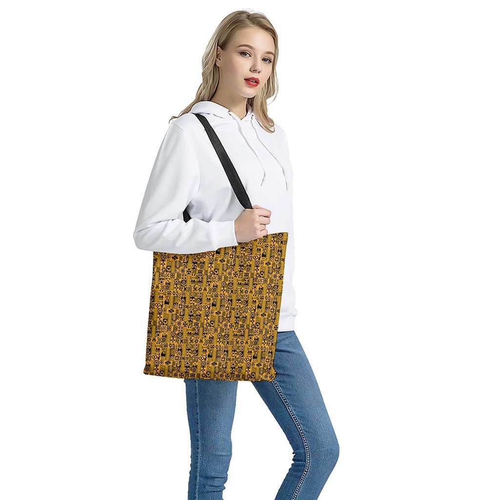 West African Adinkra Symbols Tote Bag - Polyester Double-Sided Print