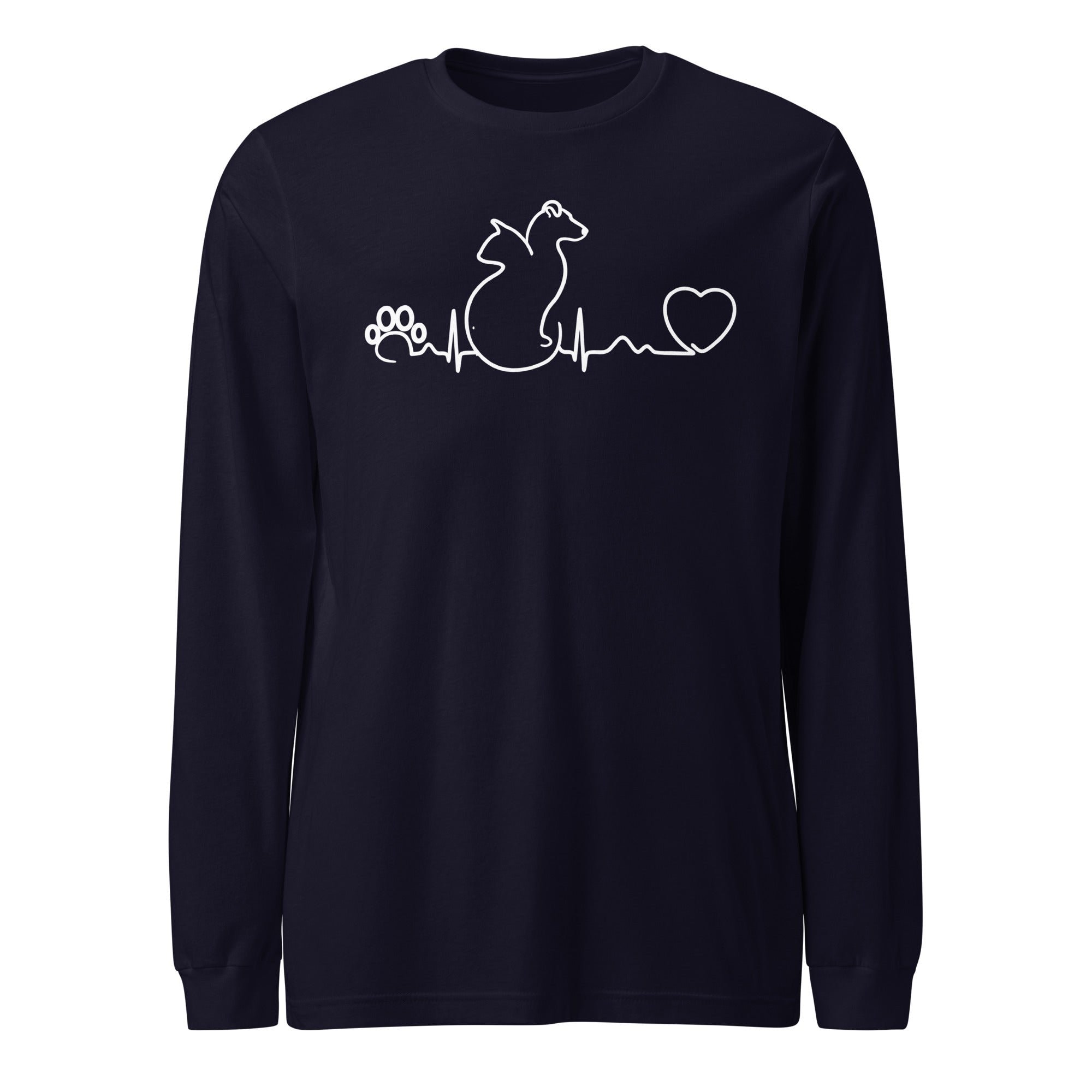 Dog and Cat Heartbeat Unisex Long Sleeve Tee - Veterinary Long Sleeve Shirt