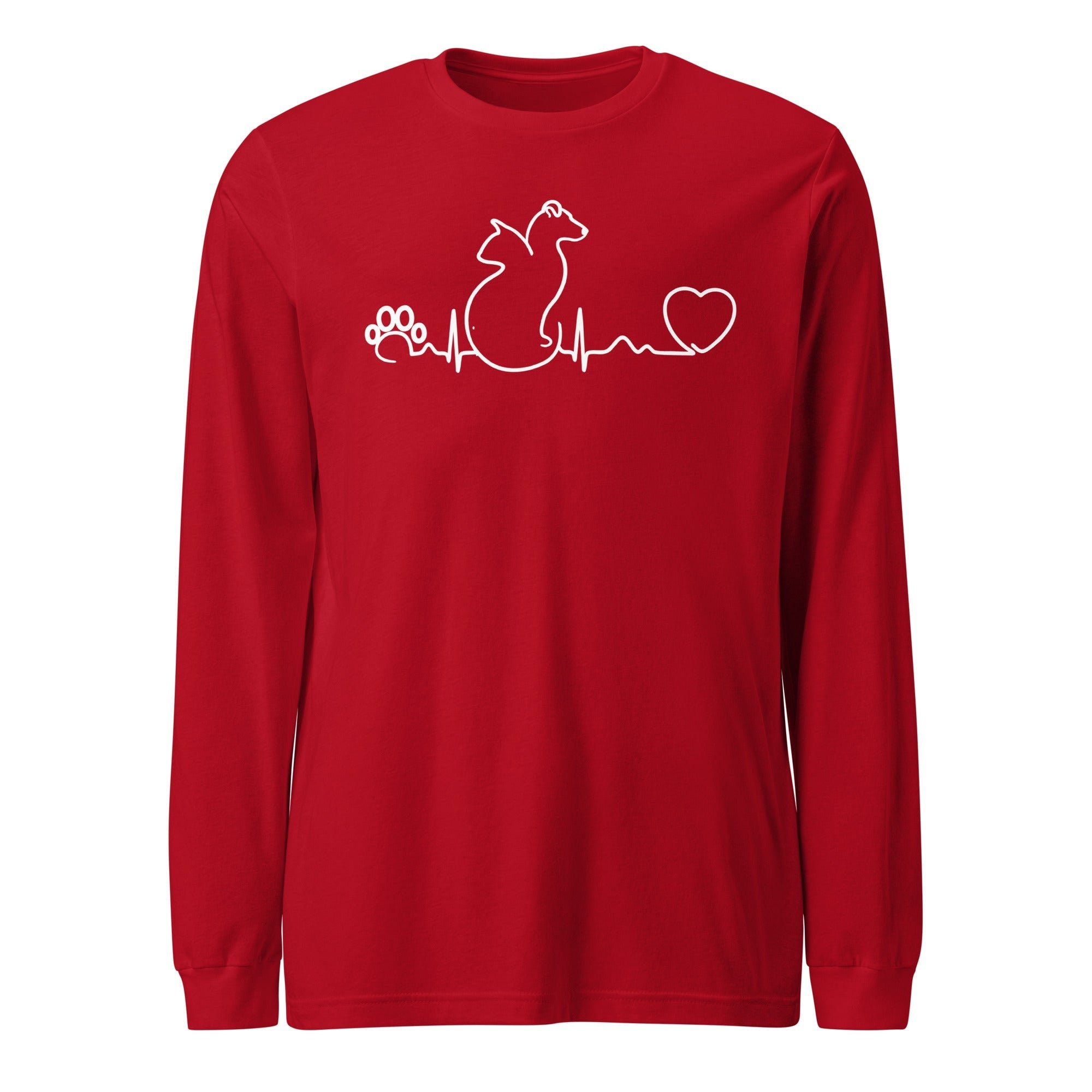 Dog and Cat Heartbeat Unisex Long Sleeve Tee - Veterinary Long Sleeve Shirt